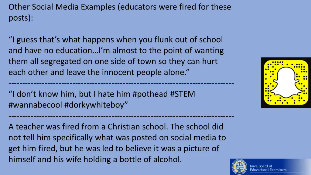 other social media examples educators were fired