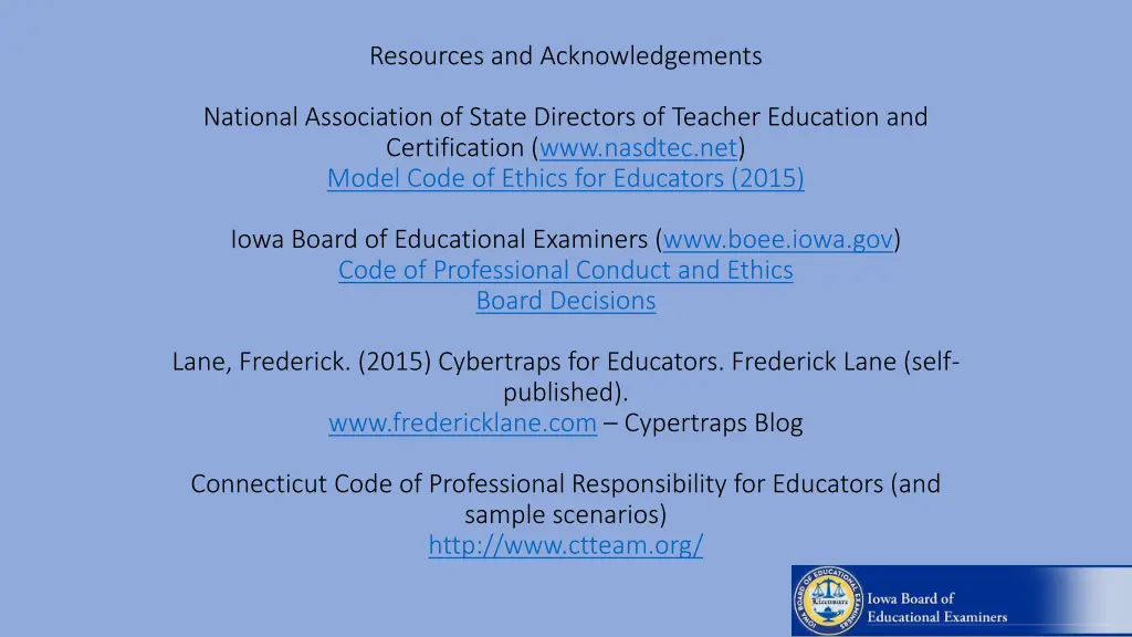 resources and acknowledgements