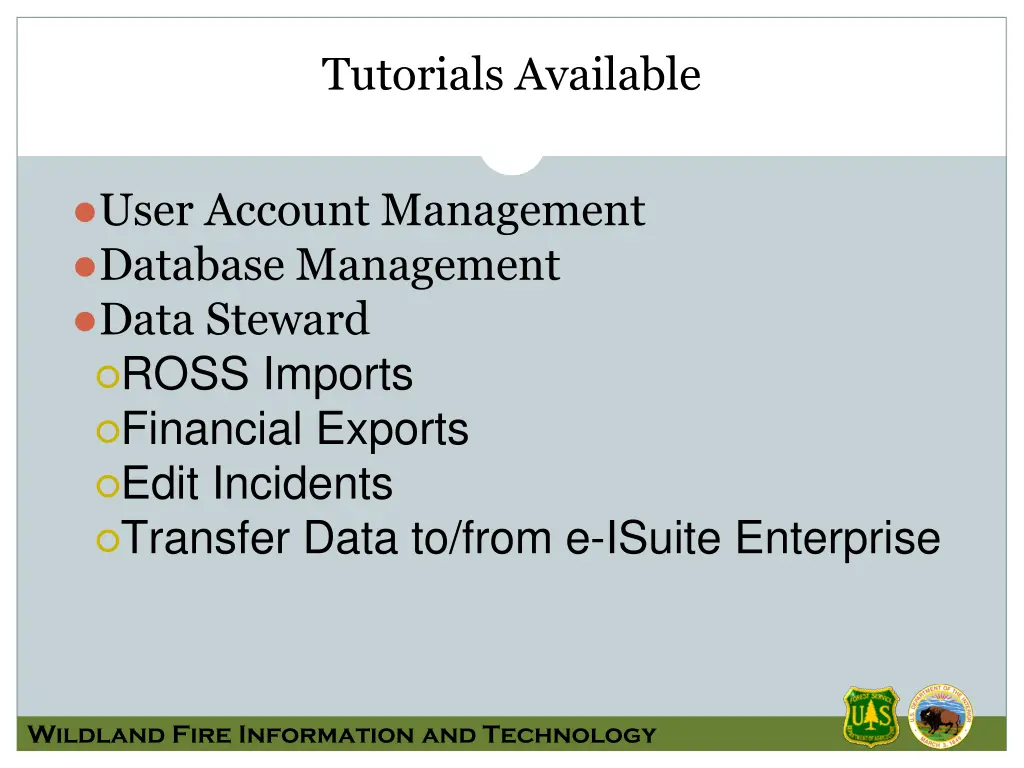 tutorials available