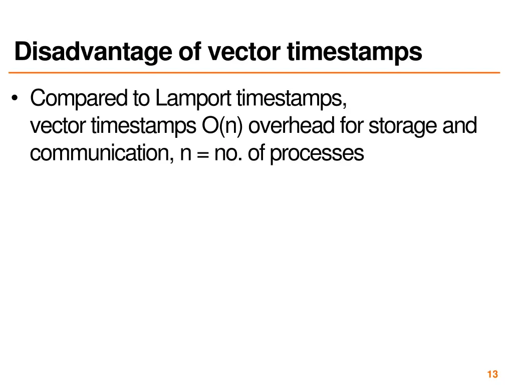 disadvantage of vector timestamps