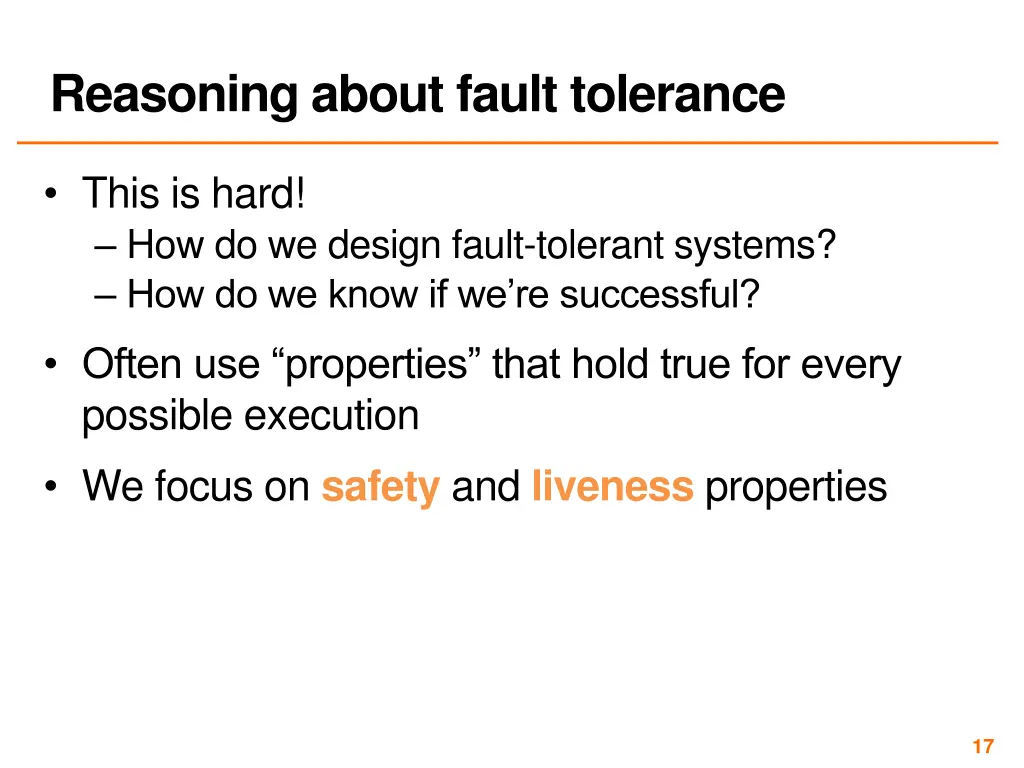 reasoning about fault tolerance