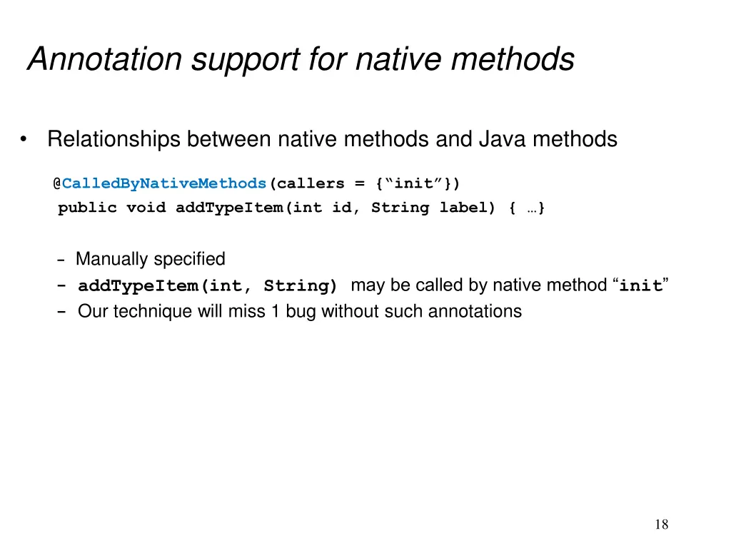 annotation support for native methods