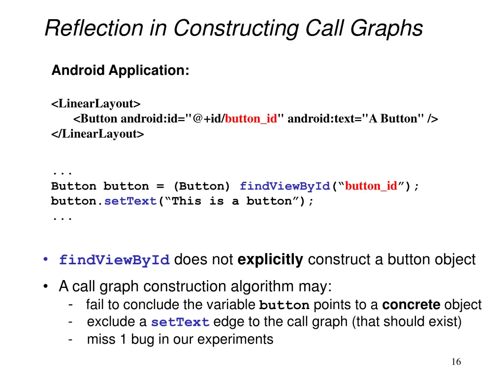 reflection in constructing call graphs