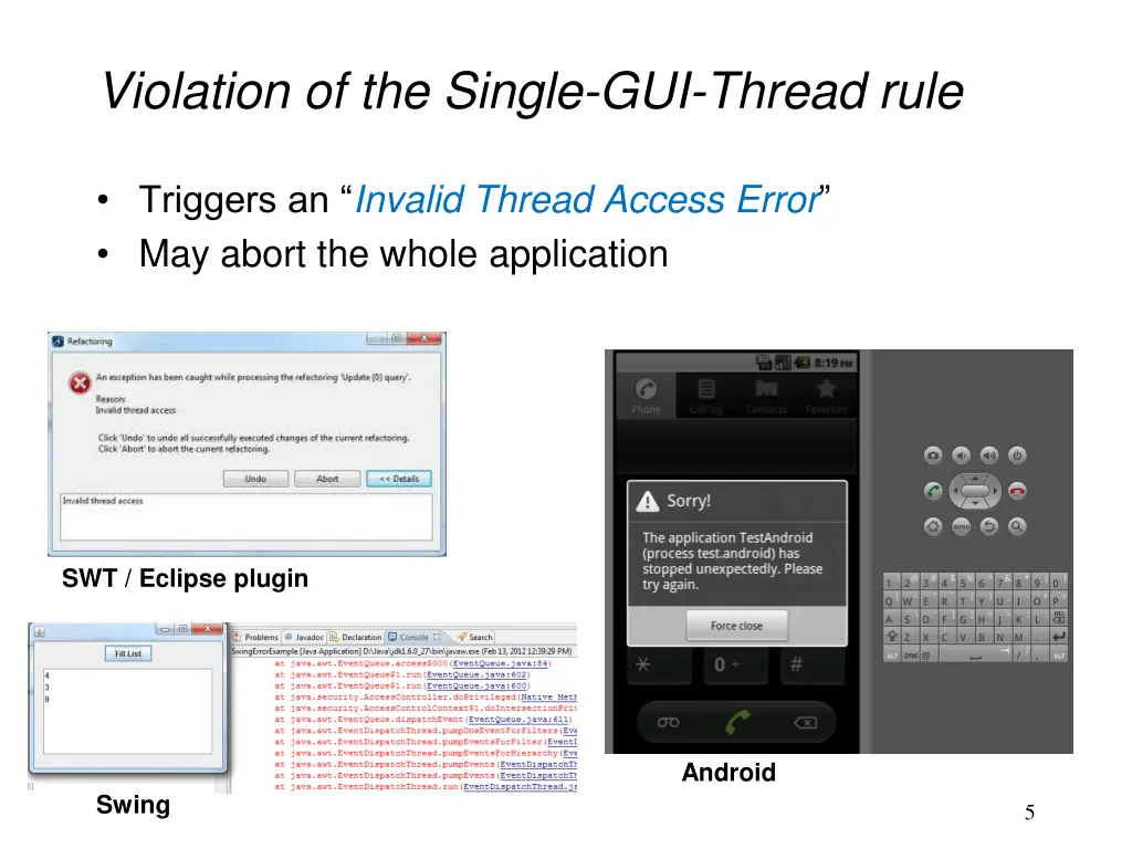 violation of the single gui thread rule