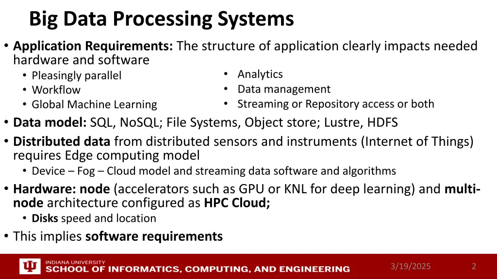 big data processing systems application