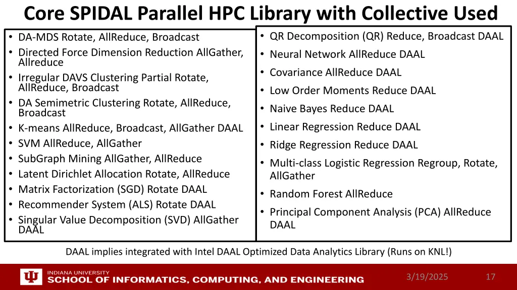 core spidal parallel hpc library with collective