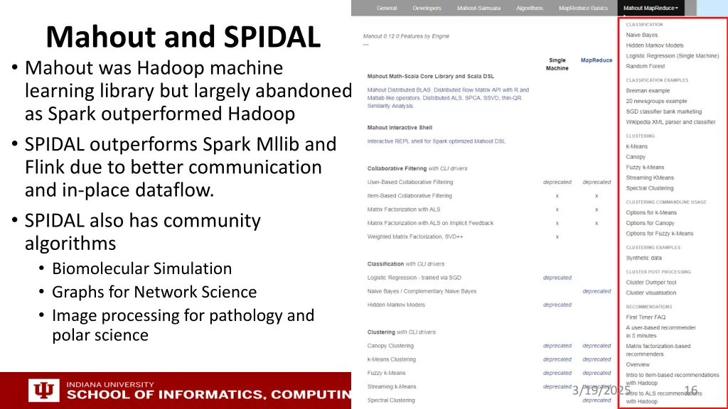 mahout and spidal mahout was hadoop machine