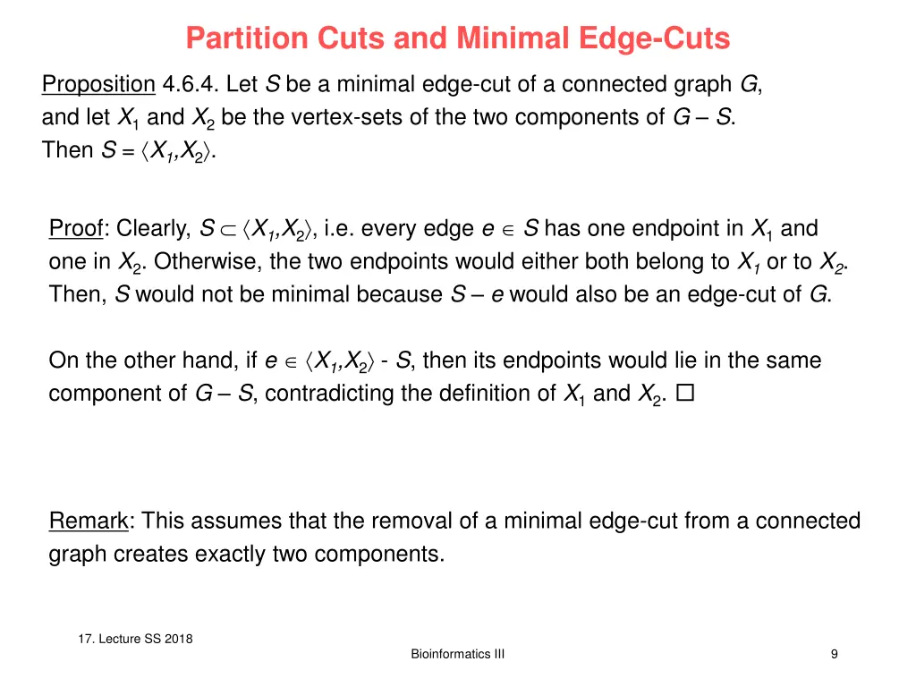 partition cuts and minimal edge cuts 1