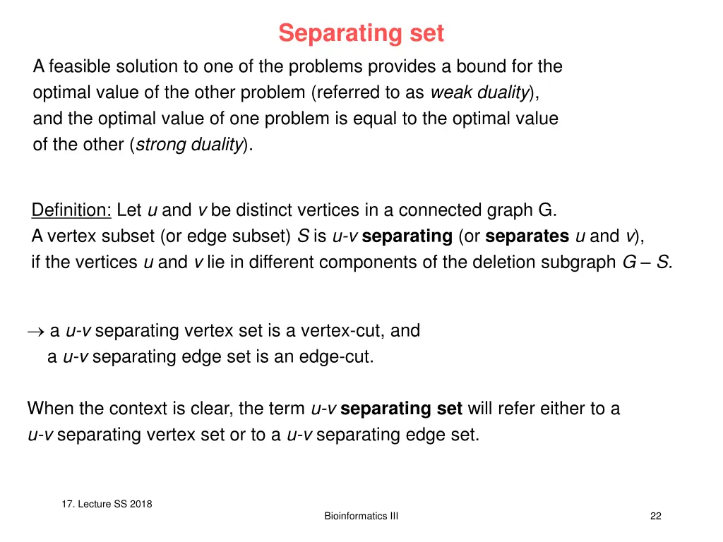 separating set