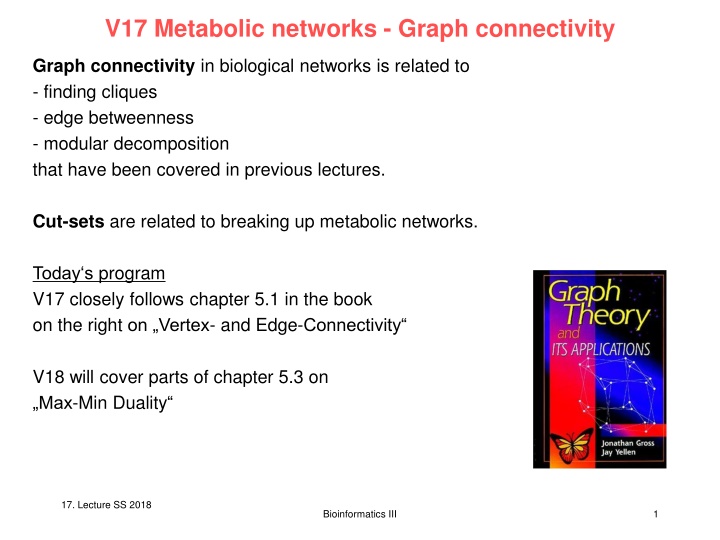 v17 metabolic networks graph connectivity