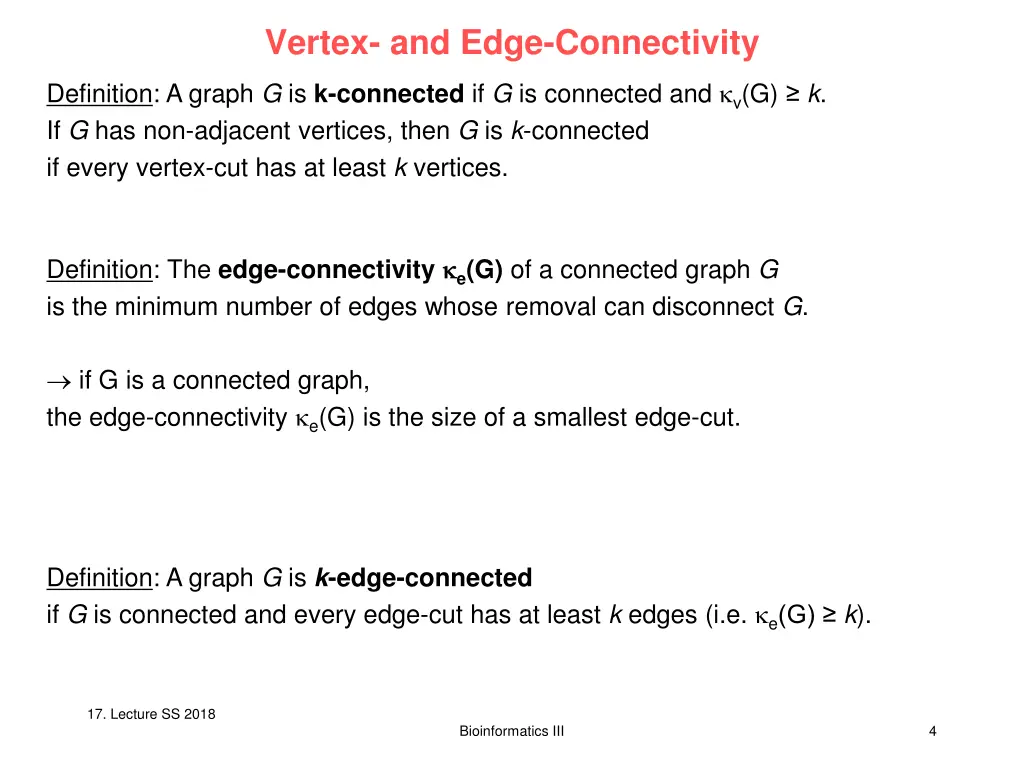 vertex and edge connectivity 1