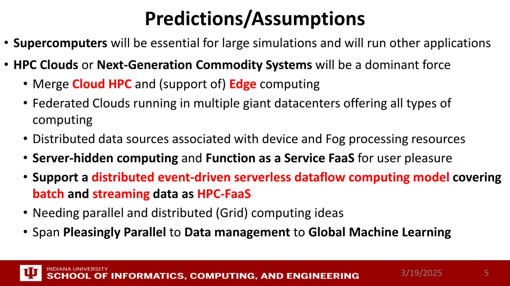 predictions assumptions