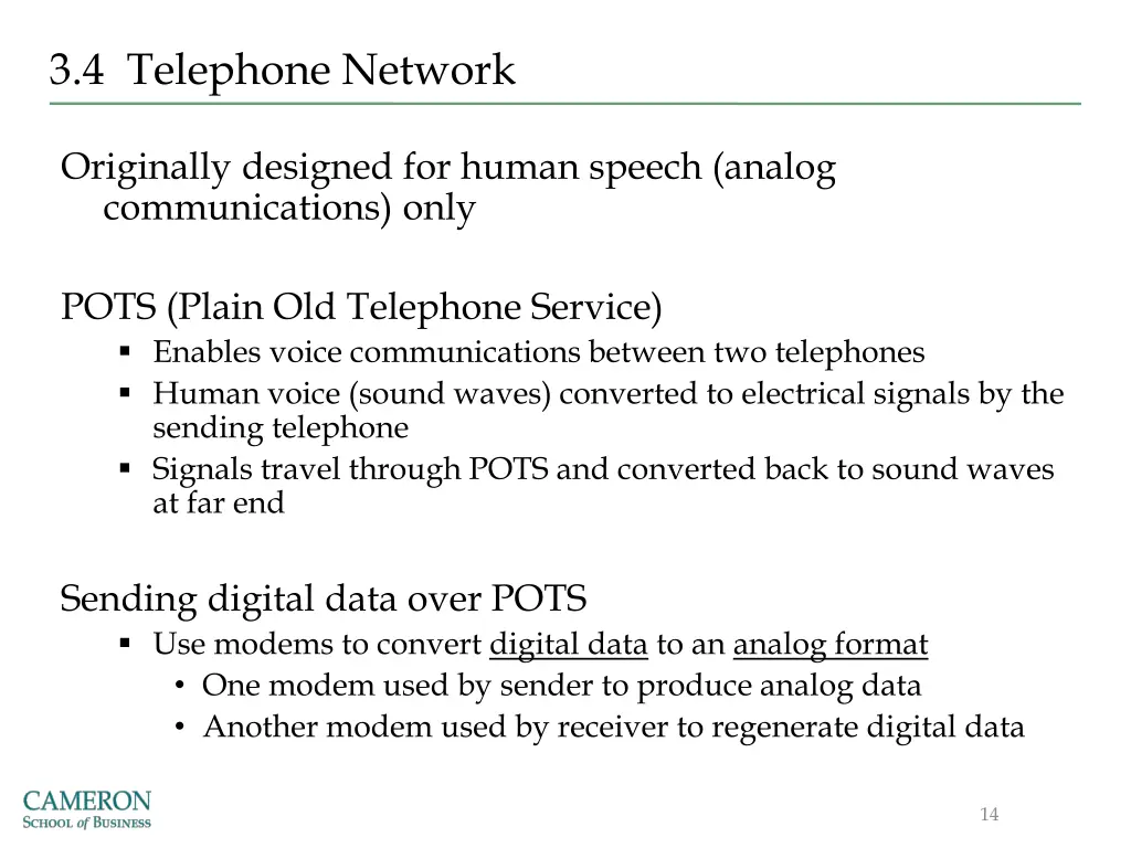 3 4 telephone network