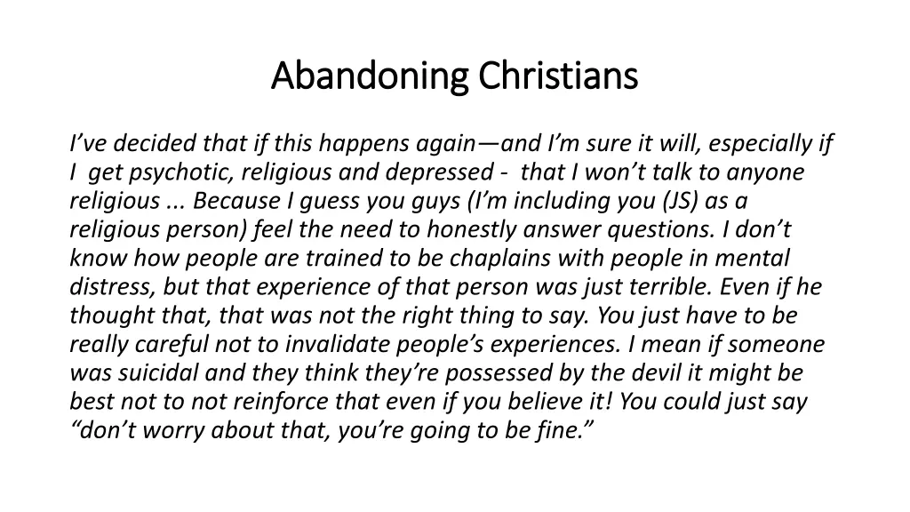 abandoning christians abandoning christians