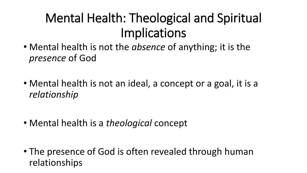 mental health theological and spiritual mental
