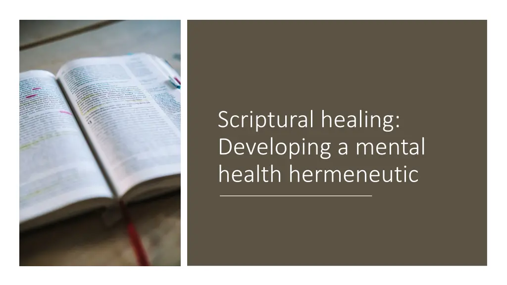scriptural healing developing a mental health