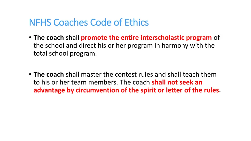 nfhs coaches code of ethics nfhs coaches code 2