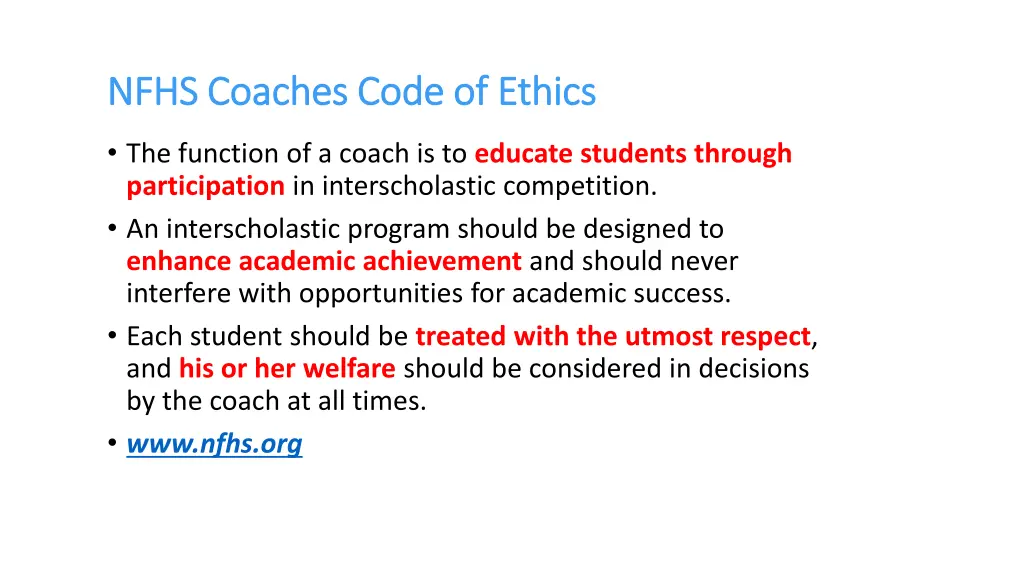 nfhs coaches code of ethics nfhs coaches code