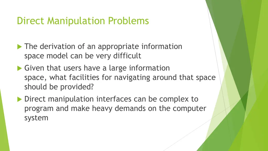direct manipulation problems