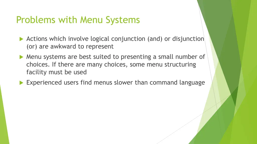 problems with menu systems