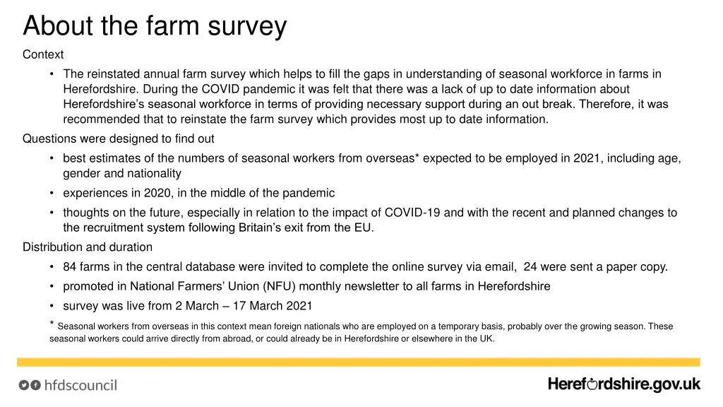 about the farm survey