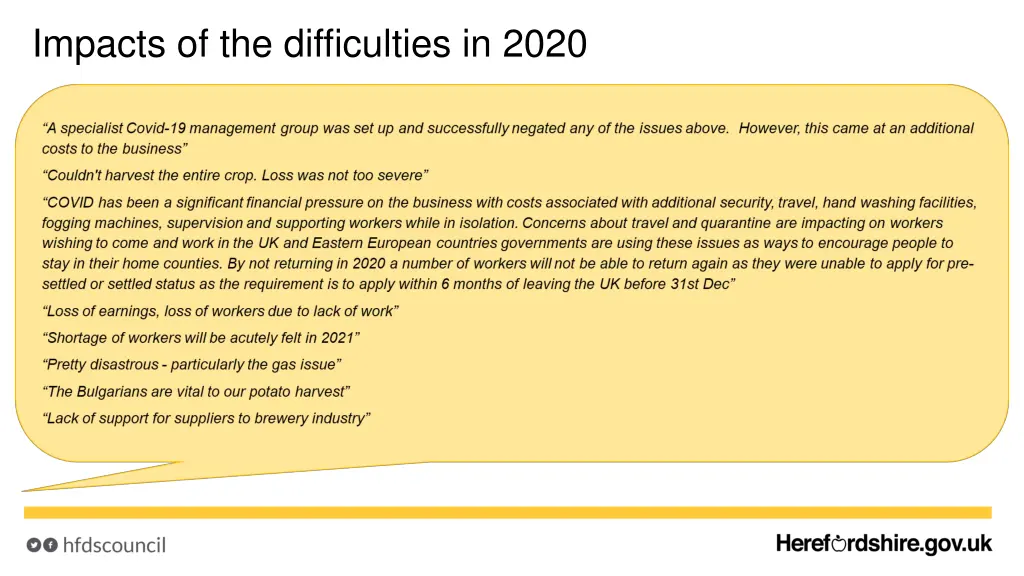 impacts of the difficulties in 2020