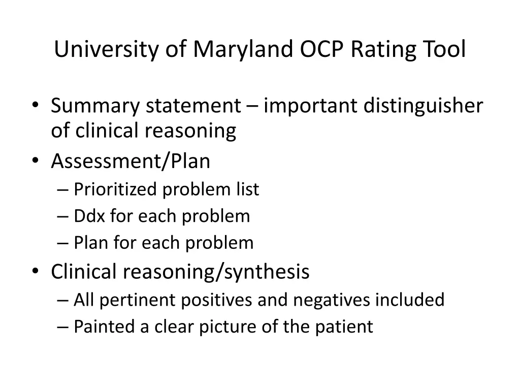 university of maryland ocp rating tool 1