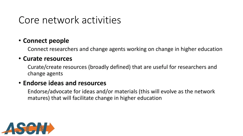 core network activities