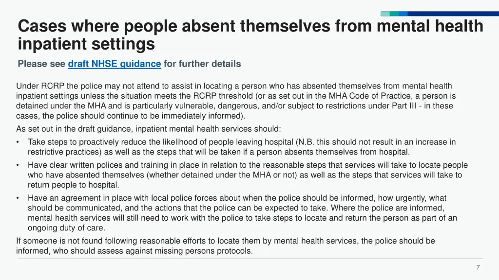 cases where people absent themselves from mental