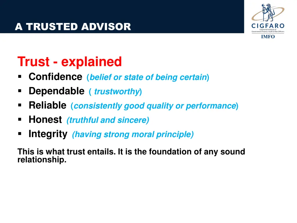 a trusted advisor