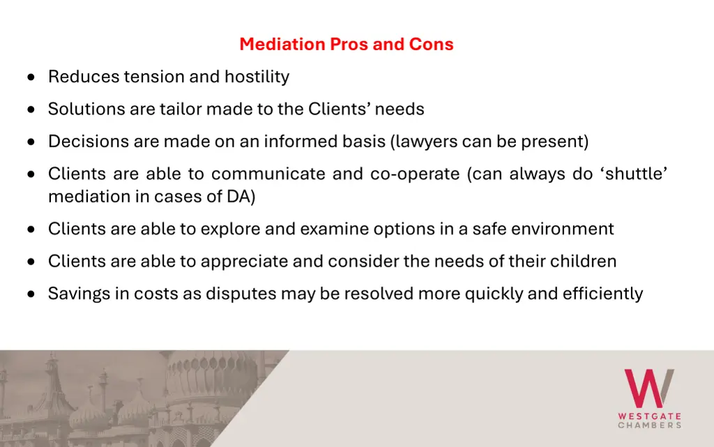mediation pros and cons
