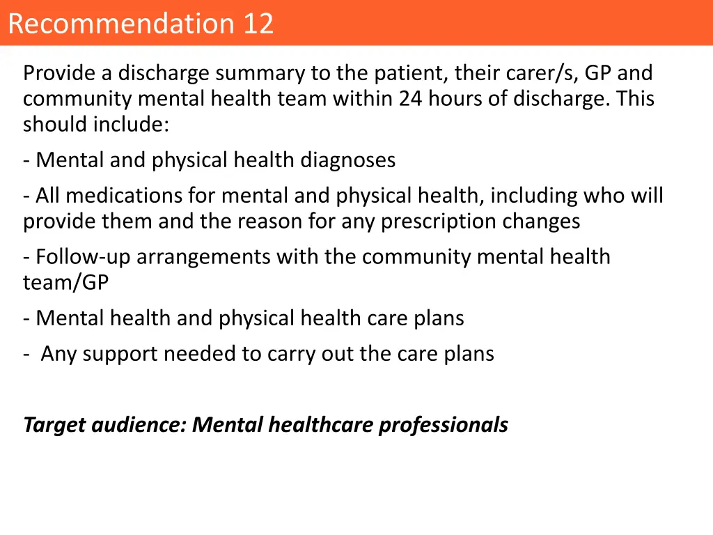recommendation 12