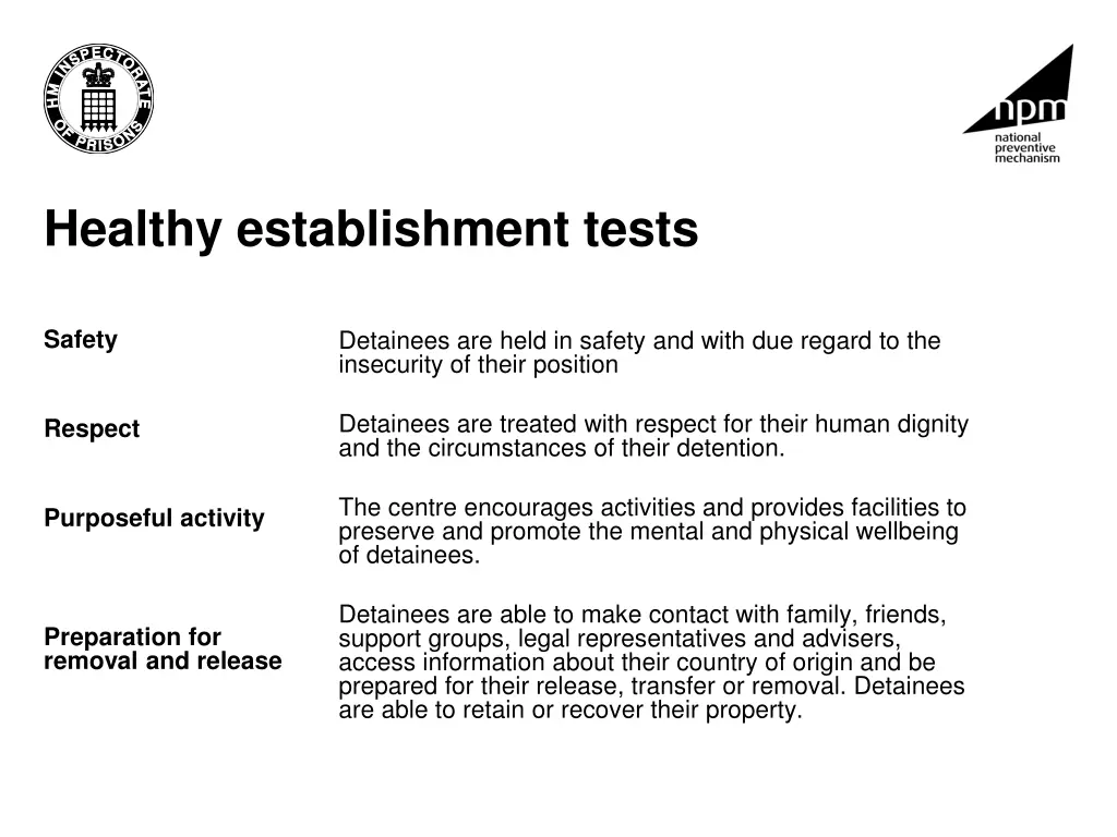 healthy establishment tests