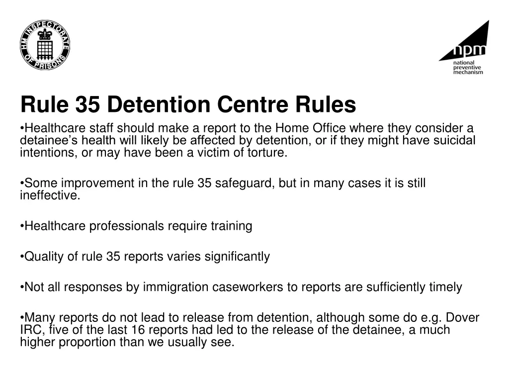 rule 35 detention centre rules healthcare staff