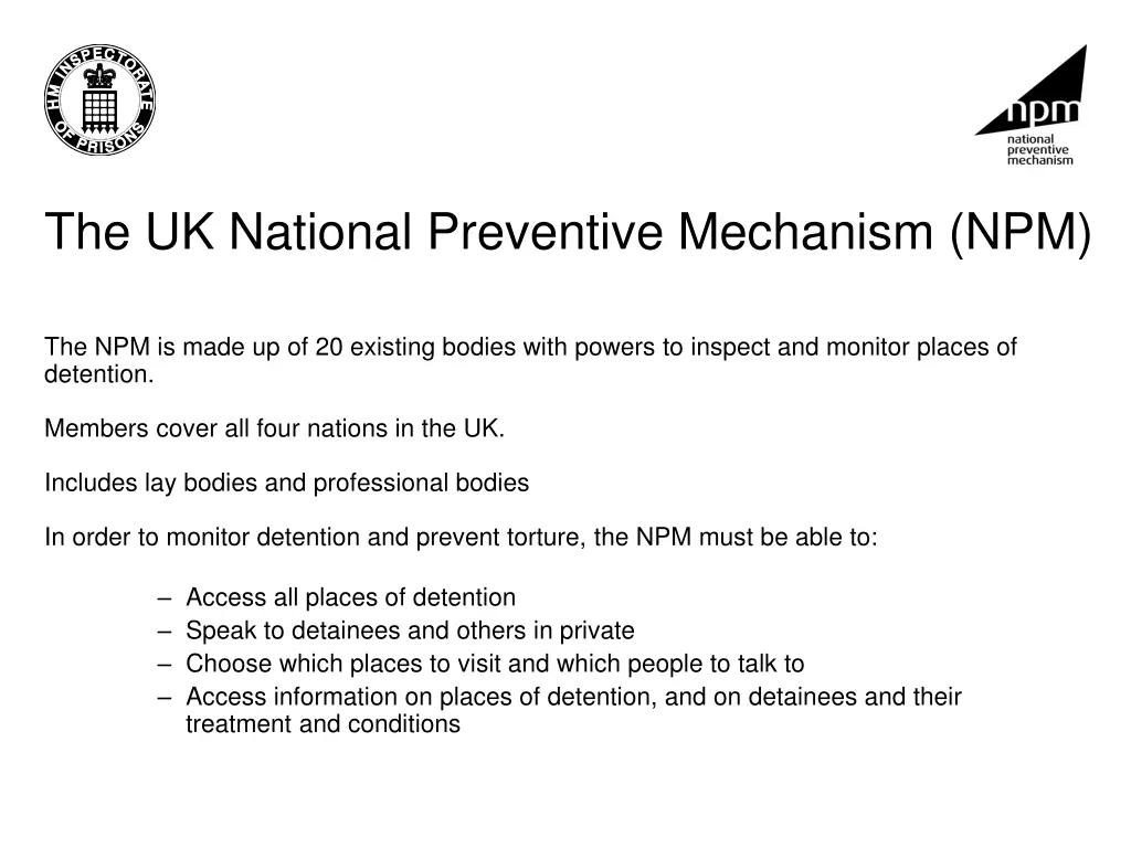 the uk national preventive mechanism npm