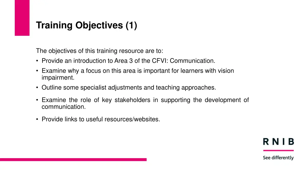 training objectives 1