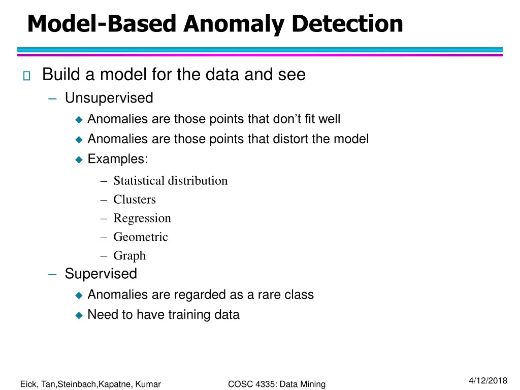 model based anomaly detection