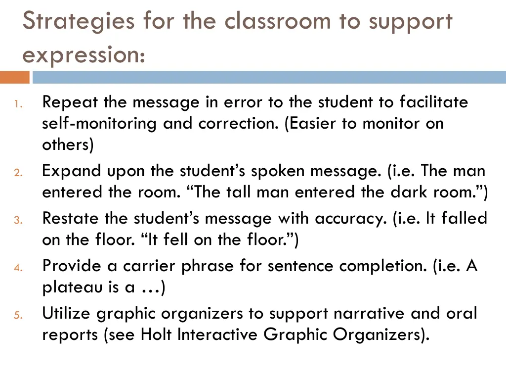 strategies for the classroom to support expression