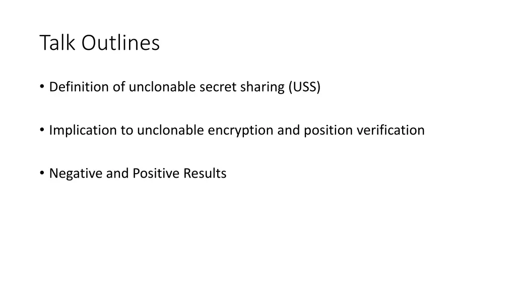 talk outlines