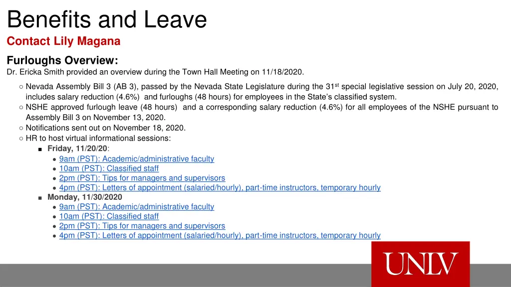 benefits and leave contact lily magana