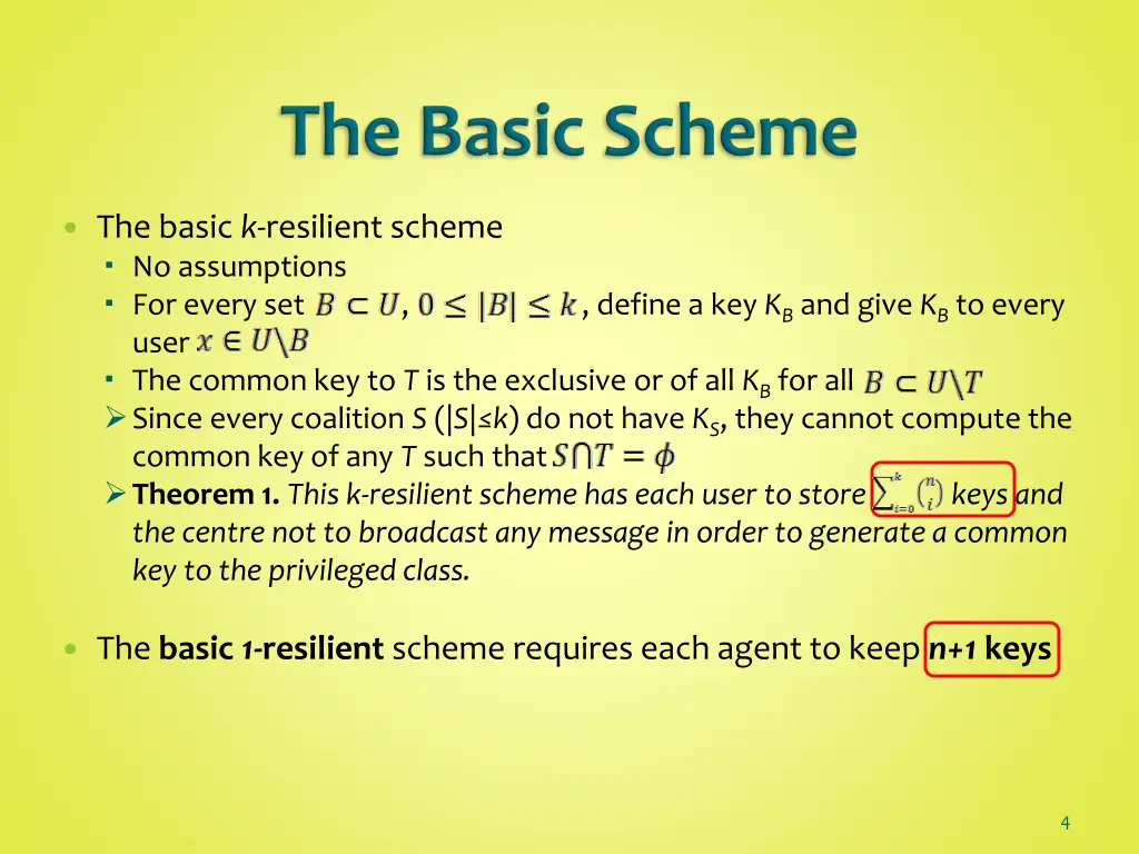 the basic k resilient scheme no assumptions