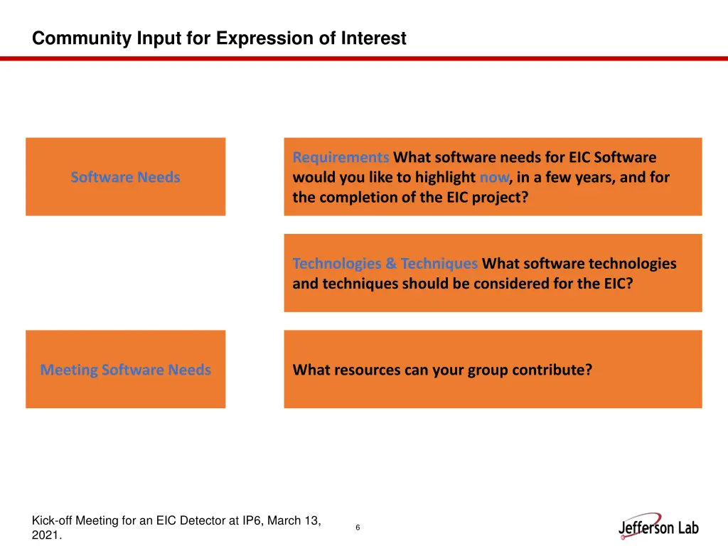 community input for expression of interest