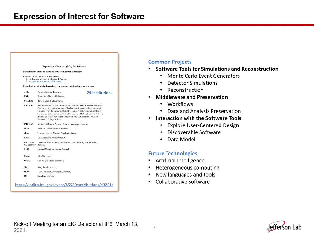 expression of interest for software