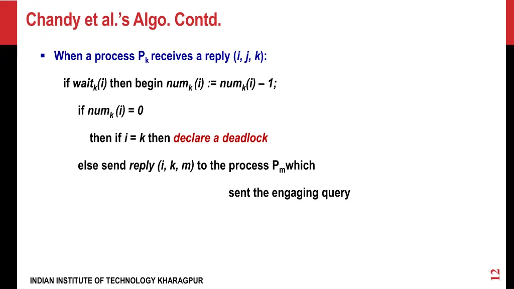 chandy et al s algo contd