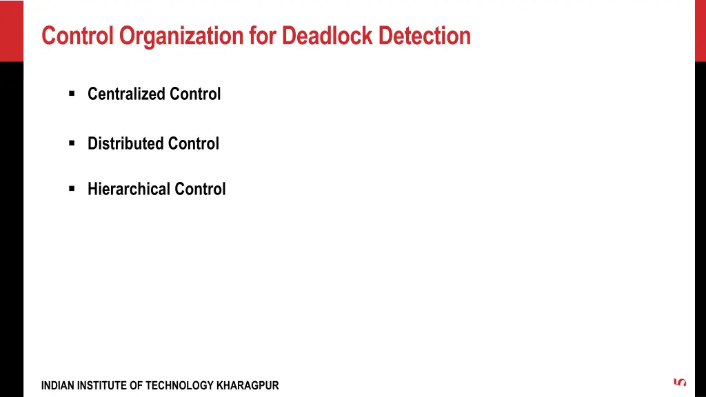 control organization for deadlock detection