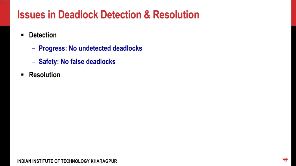 issues in deadlock detection resolution