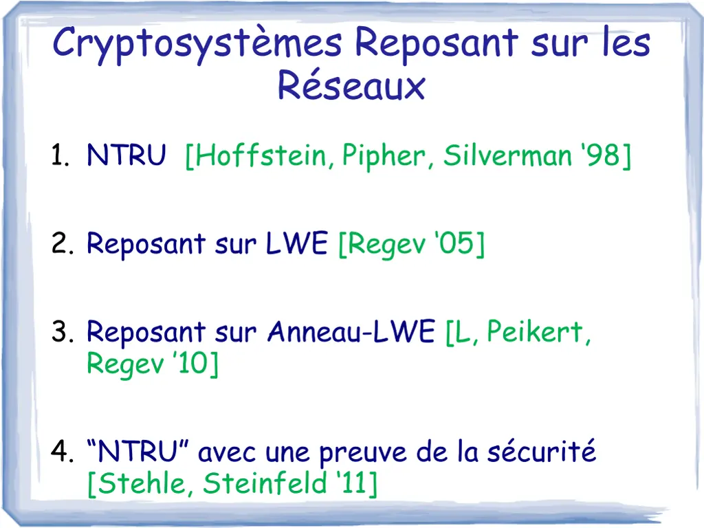 cryptosyst mes reposant sur les r seaux
