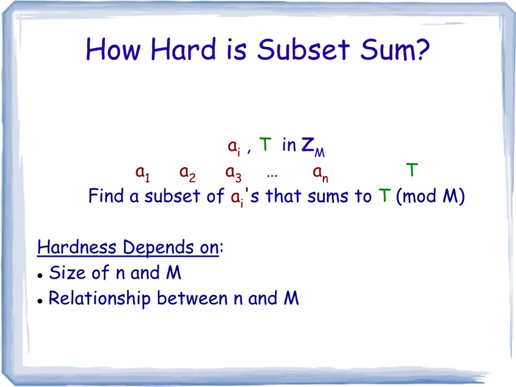 how hard is subset sum