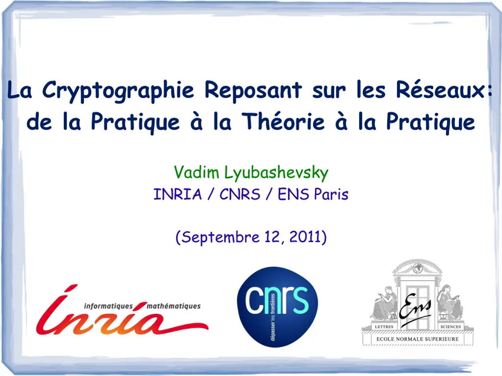 la cryptographie reposant sur les r seaux