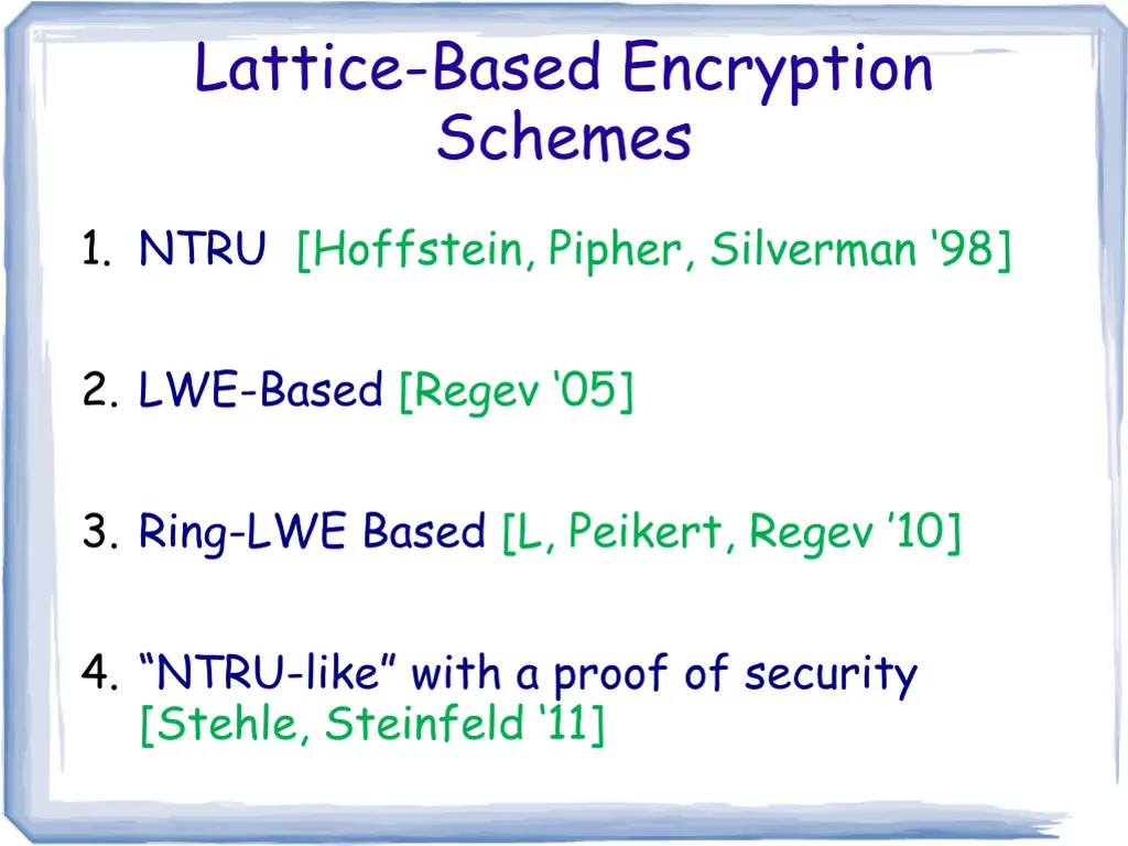 lattice based encryption schemes